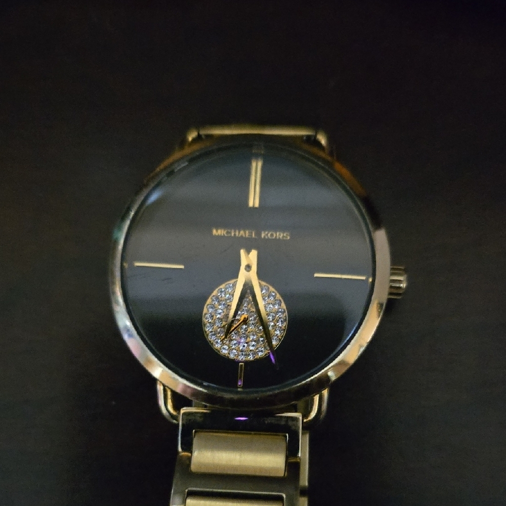 Michael Kors Gold and Black Watch with Crystal Accents